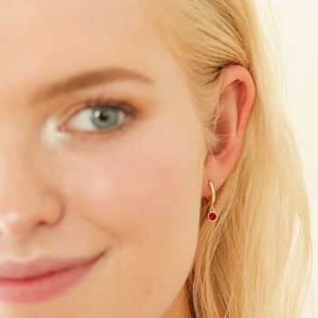 Gold Birthstone Huggie Hoop Earrings, 3 of 12