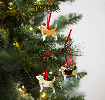 Beagle Enamel Christmas Tree Decoration, 2 of 5