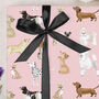 Three Sheets Of Dog Wrapping Paper Pink, thumbnail 2 of 2
