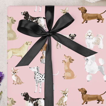 Three Sheets Of Dog Wrapping Paper Pink, 2 of 2