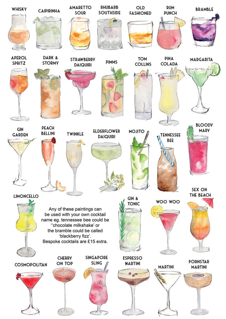 Cocktail Recipe Wedding Table Names By Yellowstone Art Boutique