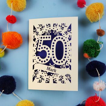 Personalised 50th Birthday Card Papercut Spotty Design, 8 of 8