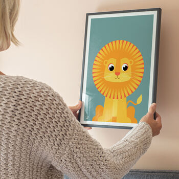Personalised Kids Lion Art Print, 2 of 7