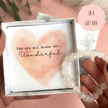 Soulmate Friendship Gift Crystal Bracelet Rose Quartz Valentine Mothers Day, 4 of 9