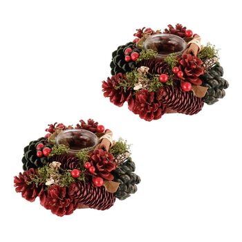Two Winter Meadow Wreath Candle Holders, 2 of 4