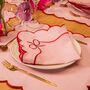 Cotton Napkins With Bow Embroidery Pink/Red • Set Of Four, thumbnail 1 of 3