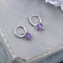 Sterling Silver Amethyst Purple Trillion Cut Cz Hoop Earrings, thumbnail 6 of 12