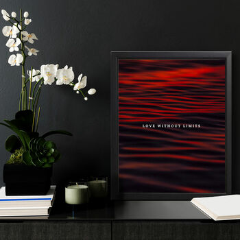 Personalised Quote Print On Red Ocean Background, 3 of 4