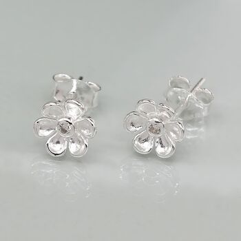 Sterling Silver Buttercup Flower Stud Earrings, 4 of 10