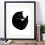 Cat Nap Black And White Linocut Art Print, thumbnail 1 of 7
