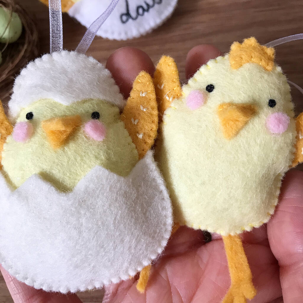 Easter Chick Felt Decoration Set By Bea Kind