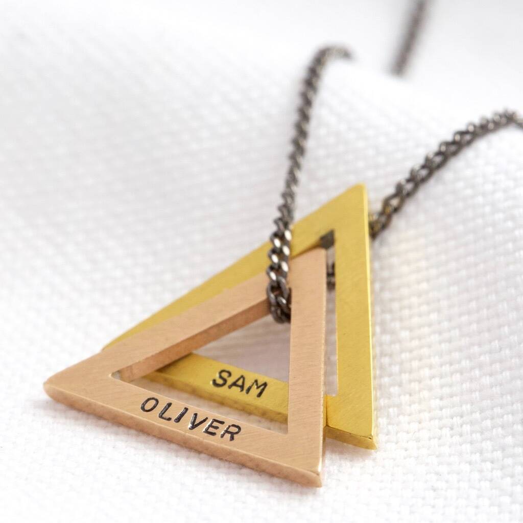 Men's Personalised Triangle Pendant Necklace By Lisa Angel