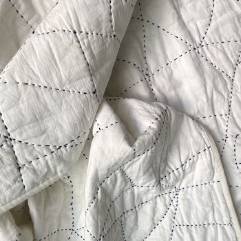 Phoebe Hand Stitched Quilted Throw Ivory And Black, 6 of 8