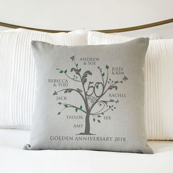 Personalised Golden Anniversary Family Tree Cushion, 3 of 7