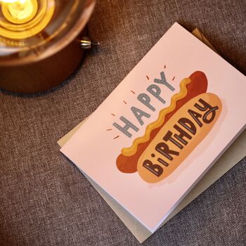 Happy Birthday Hot Dog Greetings Card, 2 of 9