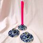 Blue Ceramic Round Candle Stick Holder, thumbnail 3 of 4