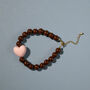 Chocolate Bead And Pink Heart Bracelet, thumbnail 1 of 3