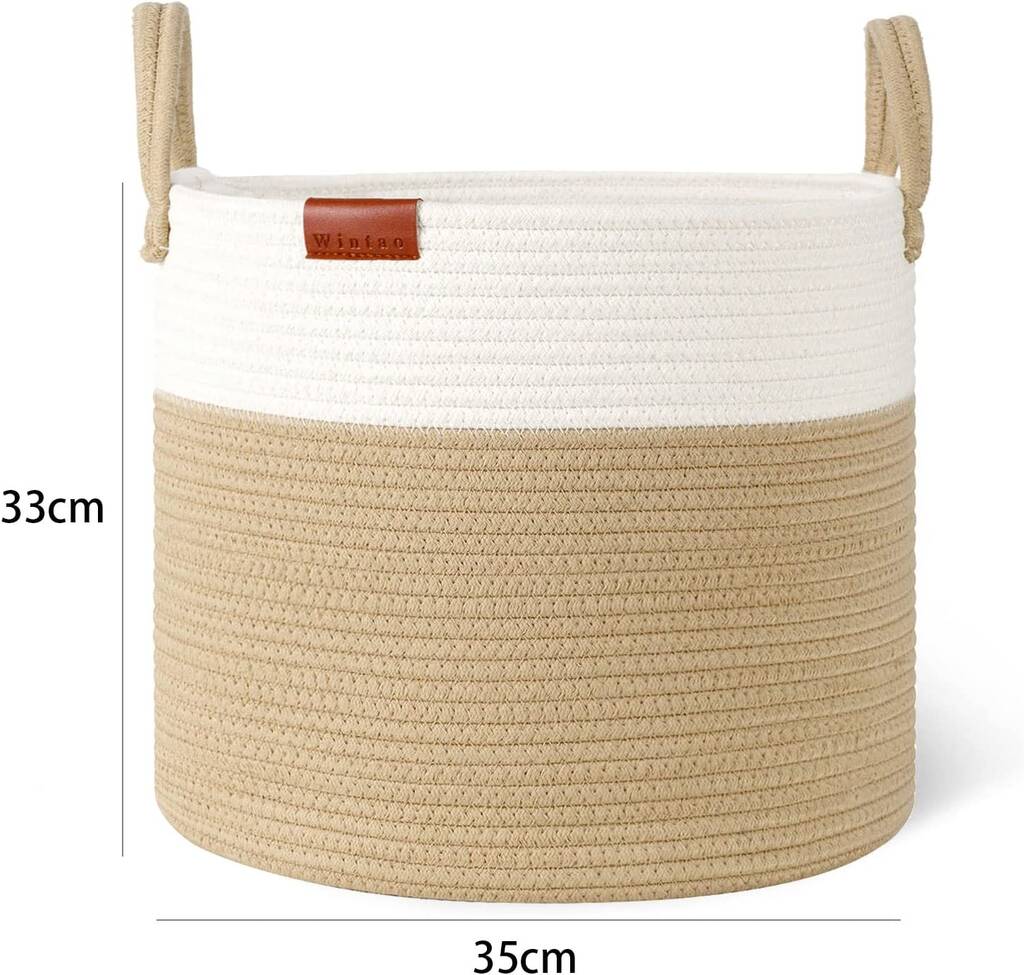 Khaki Cotton Rope Laundry Storage Organiser Basket By Momentum