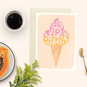 Happy Birthday Waffle Ice Cream Greeting Card By Duke & Rabbit