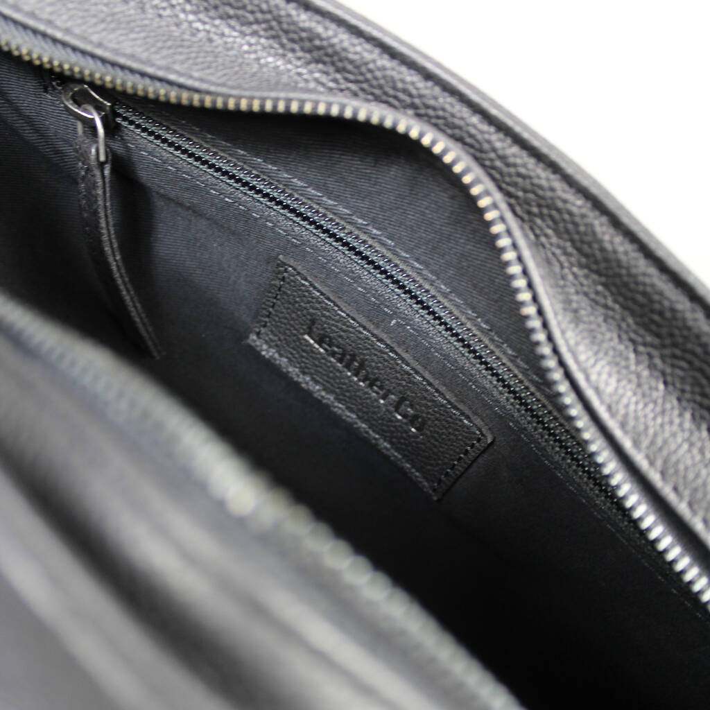 Black Leather Laptop Messenger Bag With Gunmetal Zip By LeatherCo ...