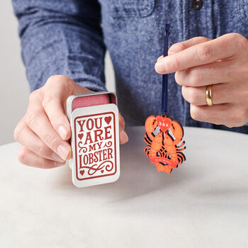 Personalised Couple's Lobster Keepsake In A Tin, 2 of 5