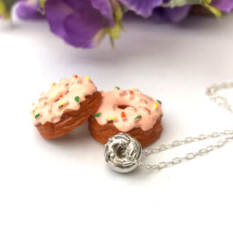 Thank You Teacher Sterling Silver Mini Doughnut Necklace, 3 of 12
