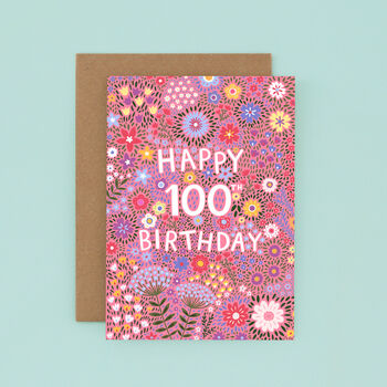 100th Birthday Card For Women, Floral 100th Card, For Her, 2 of 2