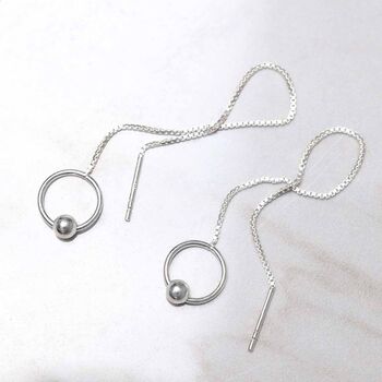 Sterling Silver Ring And Ball Threader Earrings, 3 of 5