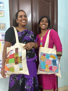 Upcycled Sari Patchwork Tote, Reusable Bag Handmade In India, 3 of 7