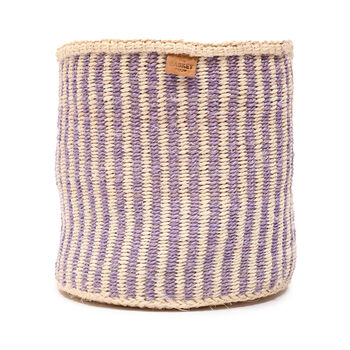 Umeme: Lavender Pinstripe Woven Storage Basket, 4 of 9