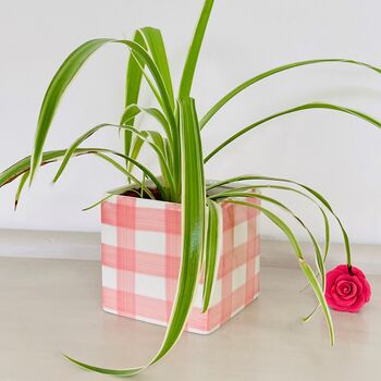 Pink Gingham Plant Pot, 4 of 5
