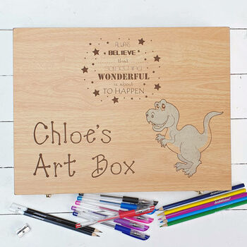 Personalised Stationery Wooden Art Box Case, 7 of 11