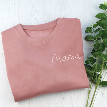 Embroidered Mama Sweatshirt In Dusky Pink, 2 of 4