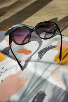 Black Circle Arm Detail Oversize Sunglasses, 6 of 6