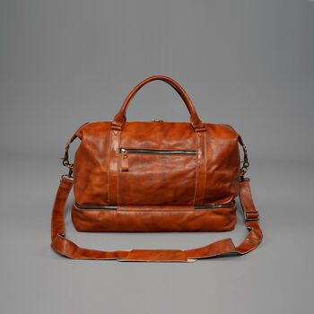 Leather Weekend Bag With Shirt Compartment, 11 of 11