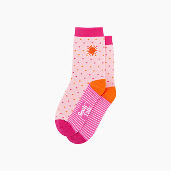 Embroidered Sun Spotted Combed Cotton Socks In Pink, 3 of 4