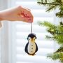Felt Penguin In Earmuffs Christmas Decoration, thumbnail 2 of 3