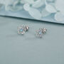Sterling Silver Opal Flower Stud Earrings 18 G Screw Back With Ball Backs, thumbnail 2 of 10