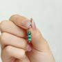 Sterling Silver Genuine Malachite Stone Trio Huggie Hoop Earrings, thumbnail 2 of 11