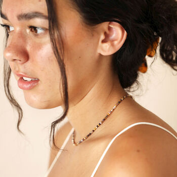 Delicate Brown Stone Beaded Necklace, 4 of 5