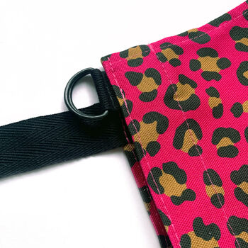 Hot Pink Leopard Print Cotton Apron With Pocket, 7 of 12