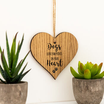 Dogs Leave Paw Prints Hanging Wood Heart, 2 of 3