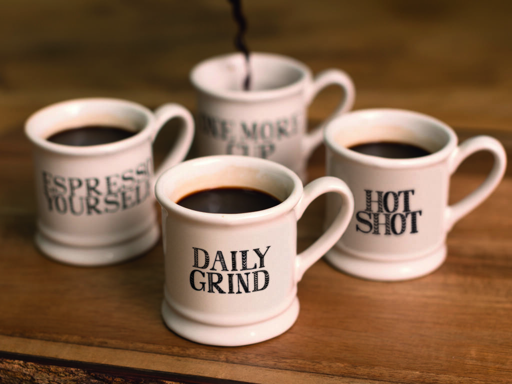 Set Of Four Espresso Tankard Mugs By The Alphabet Gift Shop