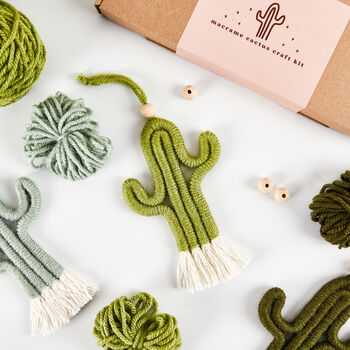 Make Your Own Mini Macrame Cactus Craft Kit, 3 of 12
