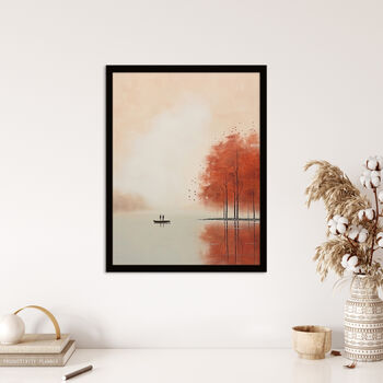 Boating On The Autumn Lake Calm Peaceful Wall Art Print, 4 of 6