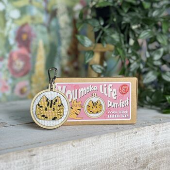 You Make Life Purr Fect Mini Matchbox Cross Stitch Kit, 2 of 12