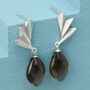 Sterling Silver Drop Earrings With Smokey Quartz, thumbnail 2 of 5