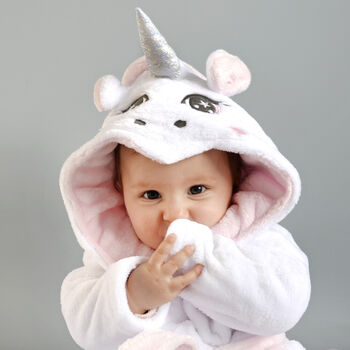 Personalised Soft Baby Unicorn Dressing Gown, 6 of 8
