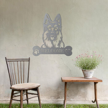 Custom German Shepherd Welcome Metal Wall Art Sign For Home And Garden Decor, 6 of 11