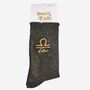 Women's Glitter Socks Black Gold Zodiac Libra, thumbnail 5 of 5